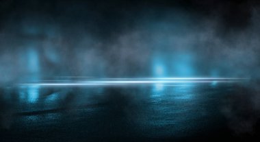 Işık efekti, bulanık arkaplan. Islak asfalt, şehrin gece görüşü, beton zeminde neon yansımalar. Gece boş sahne, stüdyo. Karanlık soyut arka plan, karanlık boş sokak. Gece şehir sonra 