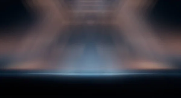 Современный Минималистичный Футуристический Студийный Фон Темный Фон Линиями Прожекторами Неоновый — стоковое фото