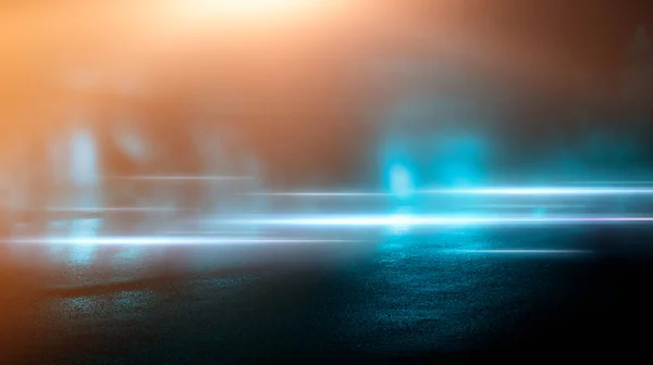 Σκούρο Κρύο Υγρό Δρόμο Άσφαλτος Νέον Φως Αντανάκλαση Του Νέον — Φωτογραφία Αρχείου