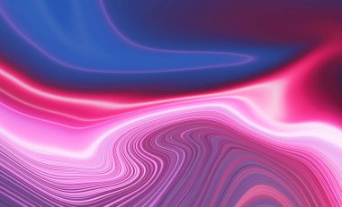 Soyut ultraviyole boş arkaplan, neon ışığı. Mavi ve pembe renk değişimi, çizgiler ve ışınlar, eğimli çizgiler. Sıvı çizgiler.