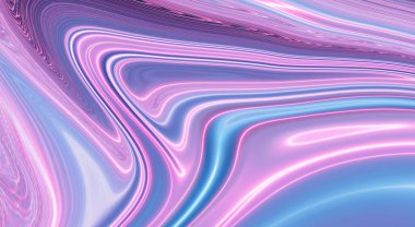 Soyut ultraviyole boş arkaplan, neon ışığı. Mavi ve pembe renk değişimi, çizgiler ve ışınlar, eğimli çizgiler. Sıvı çizgiler.