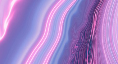 Soyut ultraviyole boş arkaplan, neon ışığı. Mavi ve pembe renk değişimi, çizgiler ve ışınlar, eğimli çizgiler. Sıvı çizgiler.