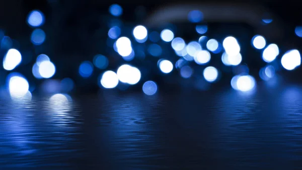 Effetto Luce Uno Sfondo Scuro Luci Brillanti Sfocatura Bokeh Riflessione — Foto Stock