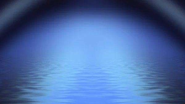 Абстрактная Футуристическая Пустая Сцена Световое Отражение Воде Неоновый Свет Плавные — стоковое фото