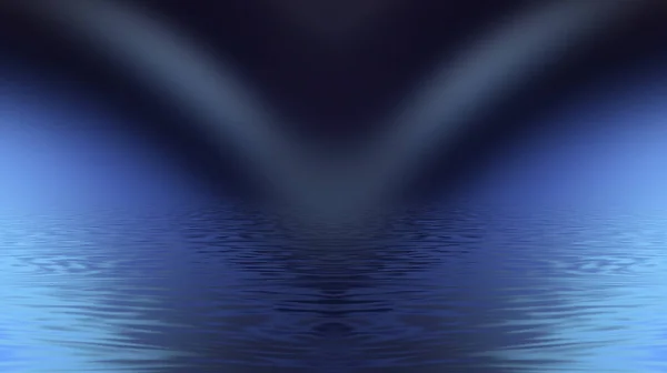 抽象的未来主义空舞台 光线在水中反射 霓虹灯 光滑的线条 液体线条 — 图库照片