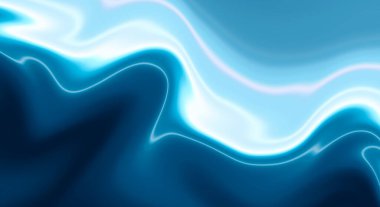 Pürüzsüz çizgiler ve ışınlarla soyut mavi arkaplan. Neon sıvısı, su taşar, dalgalar....