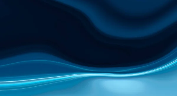 滑らかな線と光線を持つ抽象的な青の背景 ネオンの液体 水のオーバーフロー — ストック写真