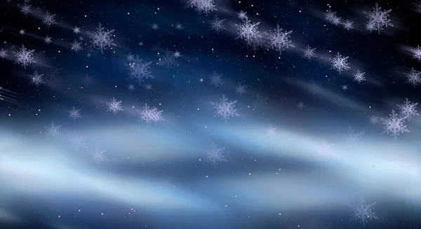 Ciemne Neonowe Abstrakcyjne Zimowe Tło Płatkami Śniegu Gładkie Linie Płatki — Zdjęcie stockowe