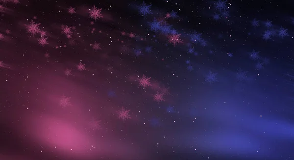 Тёмный Неоновый Абстрактный Зимний Фон Снежинками Гладкие Линии Снежинки Движении — стоковое фото