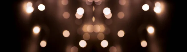 Hermoso Bokeh Festivo Sobre Fondo Negro Círculos Dorados Efecto Bokeh —  Fotos de Stock