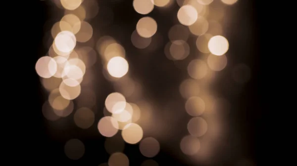 Beautiful Festive Bokeh Black Background Golden Circles Light Night Bokeh — Stock Photo, Image
