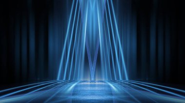 Işık efekti, bulanık arkaplan. Islak asfalt, şehrin gece görüşü, beton zeminde neon yansımalar. Gece boş sahne, stüdyo. Karanlık soyut arka plan, karanlık boş sokak. Gece şehri.