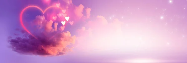 Una Nube Amor Paisaje Abstracto Futurista Cielo Púrpura Rosa Naranja — Foto de Stock