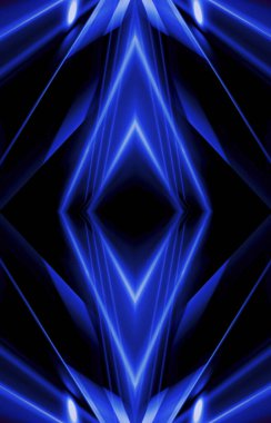 Karanlık soyut fütüristik arka plan. Neon hatları, parıltı. Neon hatları, şekiller. Pembe ve mavi parıltı