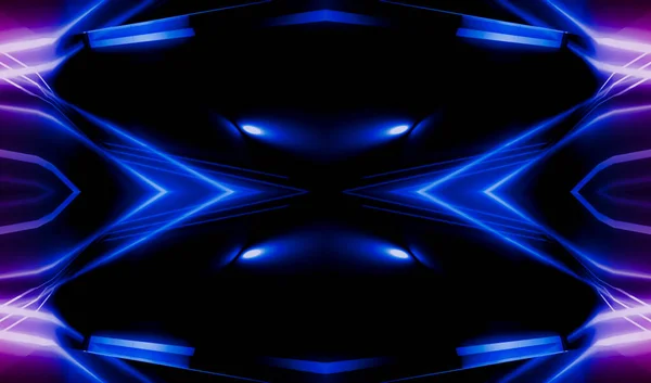 Sötét Elvont Futurisztikus Háttér Neon Vonalak Ragyogás Neon Vonalak Formák — Stock Fotó