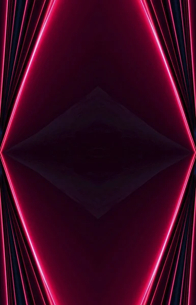 Donkere Abstracte Futuristische Achtergrond Neon Lijnen Gloeien Neonlijnen Vormen Roze — Stockfoto