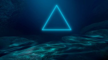 Suyun altında hafif bir figür. Koyu yeşil su. Deniz suyunun derinliği, denizin dibi, suyun içinden geçen güneş ışınları, sualtı dünyası, arka plan karanlık deniz. 3d illüstrasyon 