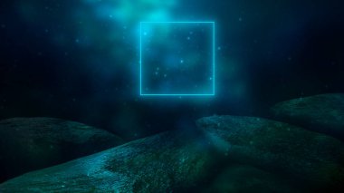 Suyun altında hafif bir figür. Koyu yeşil su. Deniz suyunun derinliği, denizin dibi, suyun içinden geçen güneş ışınları, sualtı dünyası, arka plan karanlık deniz. 3d illüstrasyon 