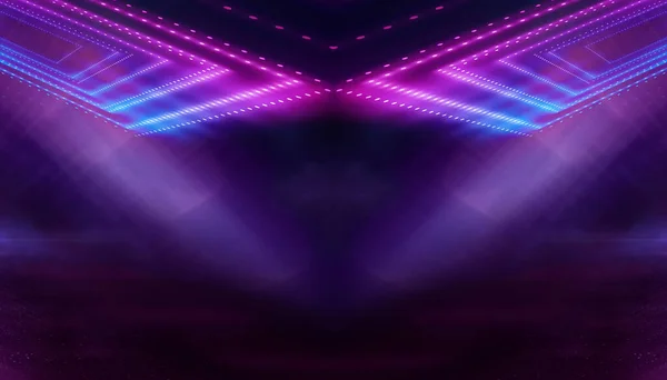 Abstract Neon Futuristic Background Distortion Light Rays Dark Futuristic Scene — Stock Photo, Image