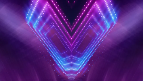 Abstraktní Neonové Futuristické Pozadí Zkreslení Světelných Paprsků Temná Futuristická Scéna — Stock fotografie