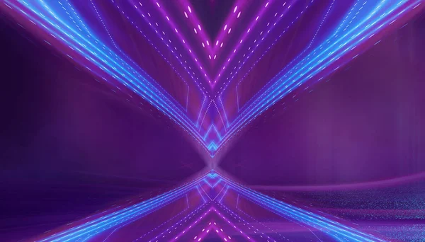 Abstract Neon Futuristic Background Distortion Light Rays Dark Futuristic Scene — Stock Photo, Image