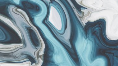 Sıvı akrilik reçine tasviri. Boşanmalar, pürüzsüz çizgiler, renkler. İnci modülasyonları. Akrilik, epoksi, yarım tonlu soyutlama. 3d illüstrasyon