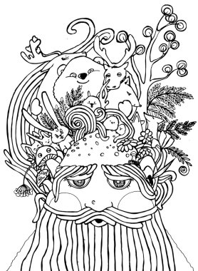 Orman doodle baba hayvanlarla