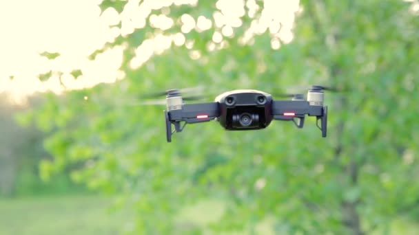 Flying Quadrocopter Remote Controlled Drone Camera — Stock Video
