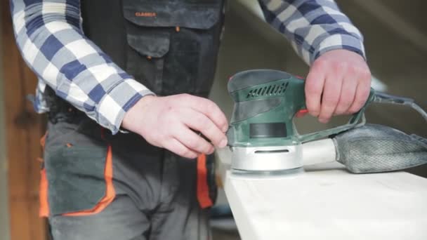 Menuiserie Ponçage Bois Ponceuse Orbitale Pour Travail Bois Dans Une — Video