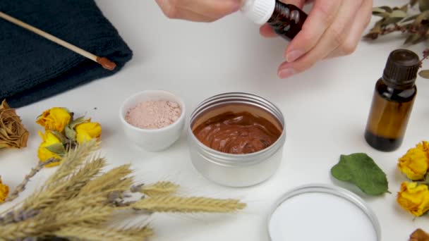Aromatic Botanical Cosmetics Dried Herbs Flowers Mixture Aromatic Homemade Scrub — Stock Video