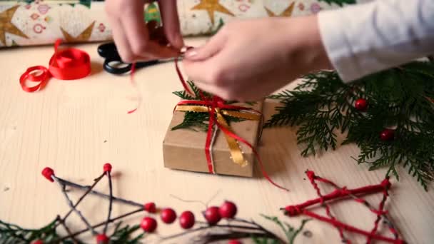 Women Homemade Gifts Glue Gun Christmas — Stock Video