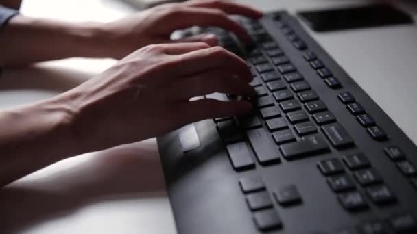 Woman Hands Typing Computer Keyboard Young Business Woman Freelancer Working — Stock Video