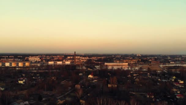 Luchtfoto Uitzicht Woonwijk Naast Haven Het Industriegebied Drone Beelden — Stockvideo