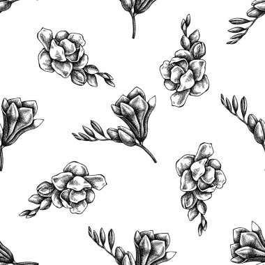 Siyah ve beyaz frezya ile kusursuz desen