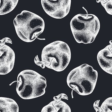 Elle çizilmiş tebeşir elmalarıyla kusursuz desen