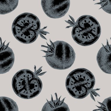 Kusursuz desenli, el çizimi, ızgara domates.