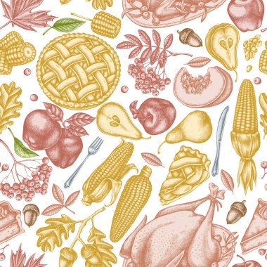 El yapımı pastel kabak, çatal, bıçak, armut, hindi, balkabağı turtası, elmalı turta, mısır, elma, rowan, akçaağaç, meşe