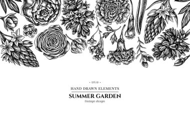 Siyah beyaz şakayık, karanfil, ranunculus, balmumu çiçeği, ornithogalum ve sümbül içeren çiçek tasarımı.