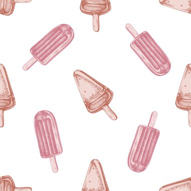 Elle çizilmiş pastel dondurmalı kusursuz desen.