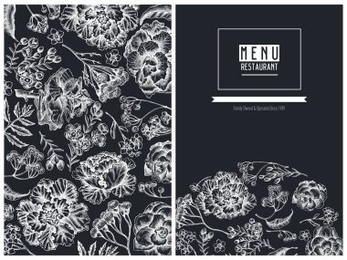 Menü çiçek desenini tebeşirle kaplar, beni unutmayın çiçek, tansi, ardisia, brassica, dekoratif lahana