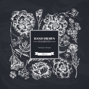 Tebeşir balmumu çiçekli kare çiçek tasarımı, beni unutmayın çiçek, tansi, ardisia, brassica, dekoratif lahana