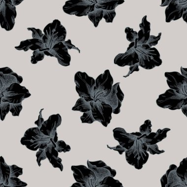 Kusursuz desenli, el çizimi zambak stili