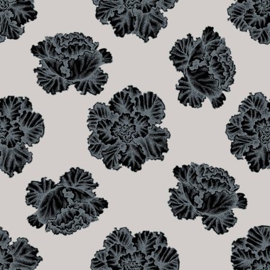 Kusursuz desenli, el çizimi dekoratif lahanalı.