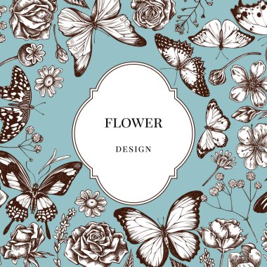 Çoban çantası, heather, Iris japonica, sakura, gypôila, papatya, badem, haşhaş çiçeği, calendula, menelaus blue morpho, mavi morpho, limon kelebeği, kırmızı dantel kanat
