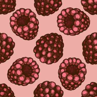 Elle çizilmiş ahududu desenli kusursuz desen