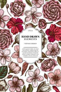 Renkli amber çiçeği, erik çiçeği, şeftali çiçeği, sakura çiçeği, manolya çiçeği, kamelya japonica