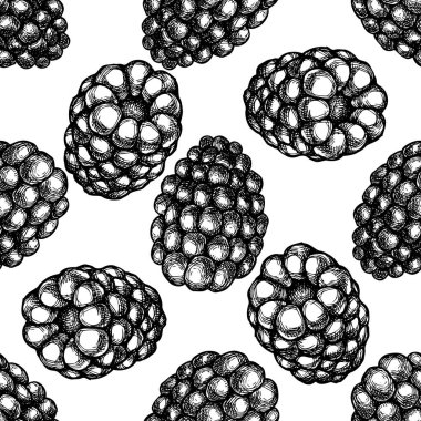 Siyah beyaz böğürtlenli kusursuz desen