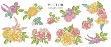 Pastel gelincik çiçeği, gerbera, ayçiçeği, süt otu, yıldız çiçeği, Veronica