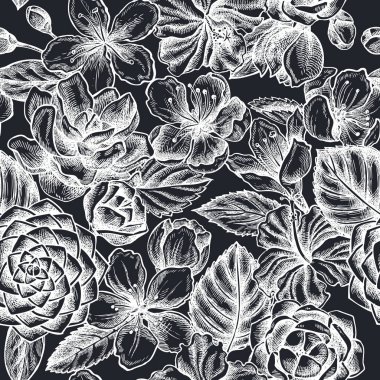 El yapımı tebeşir, erik çiçekleri, şeftali çiçekleri, sakura çiçekleri, manolya çiçekleri, kamelya japonica