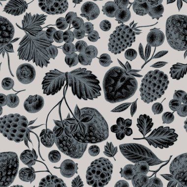 El yapımı stilize çilek, yabanmersini, kırmızı frenk üzümü, ahududu, böğürtlen...